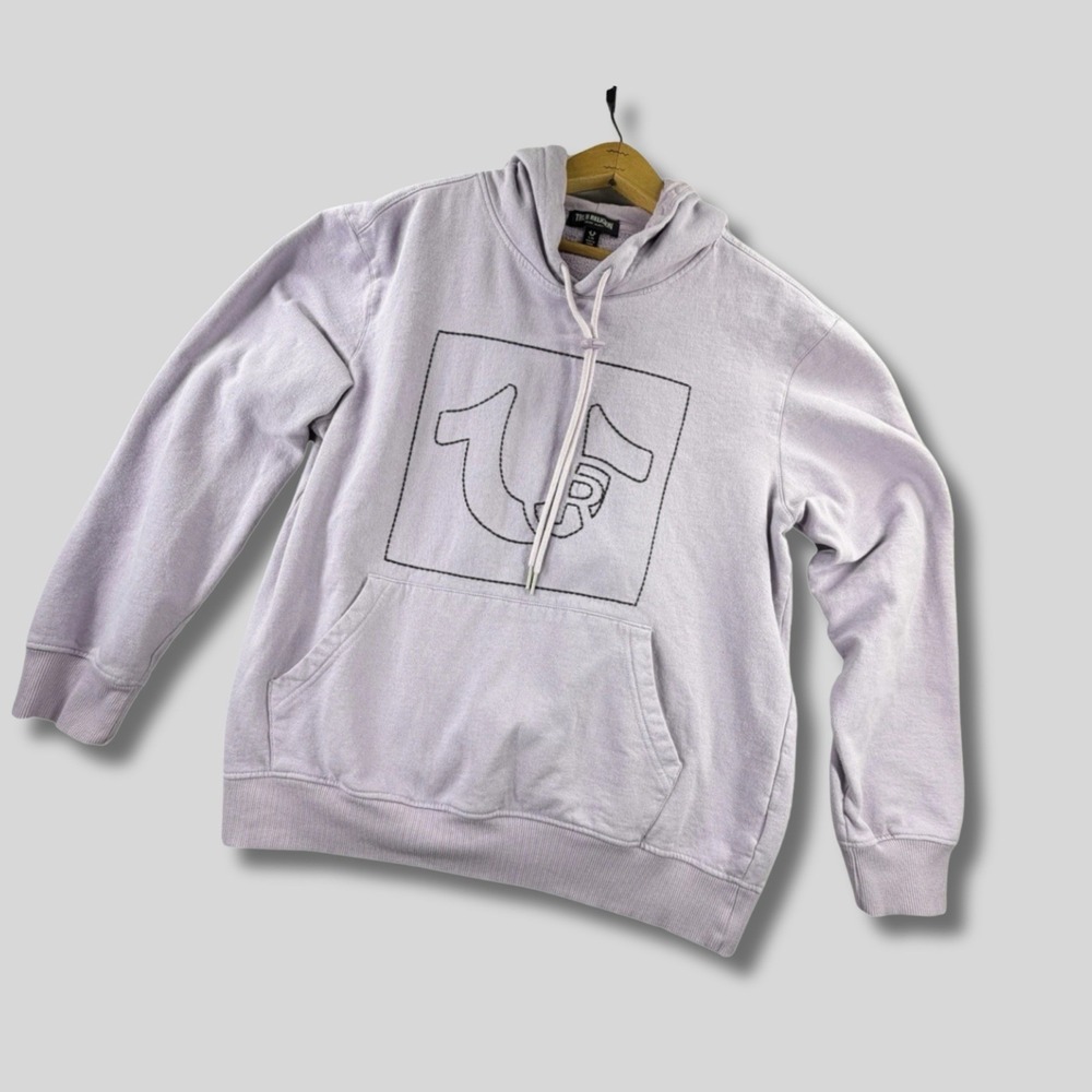 True Religion Hoodie Pullover‎ Purple Logo Sweatshirt Mens Large Y2K